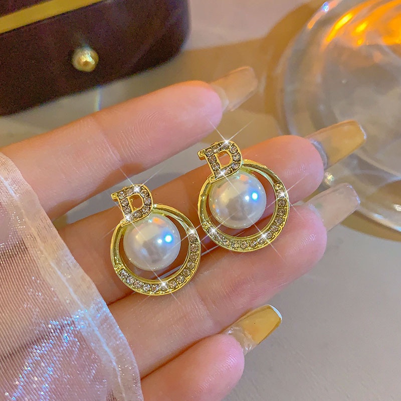 Anting Huruf Berlian Kilat Mutiara2023Anting Serbaguna Baru