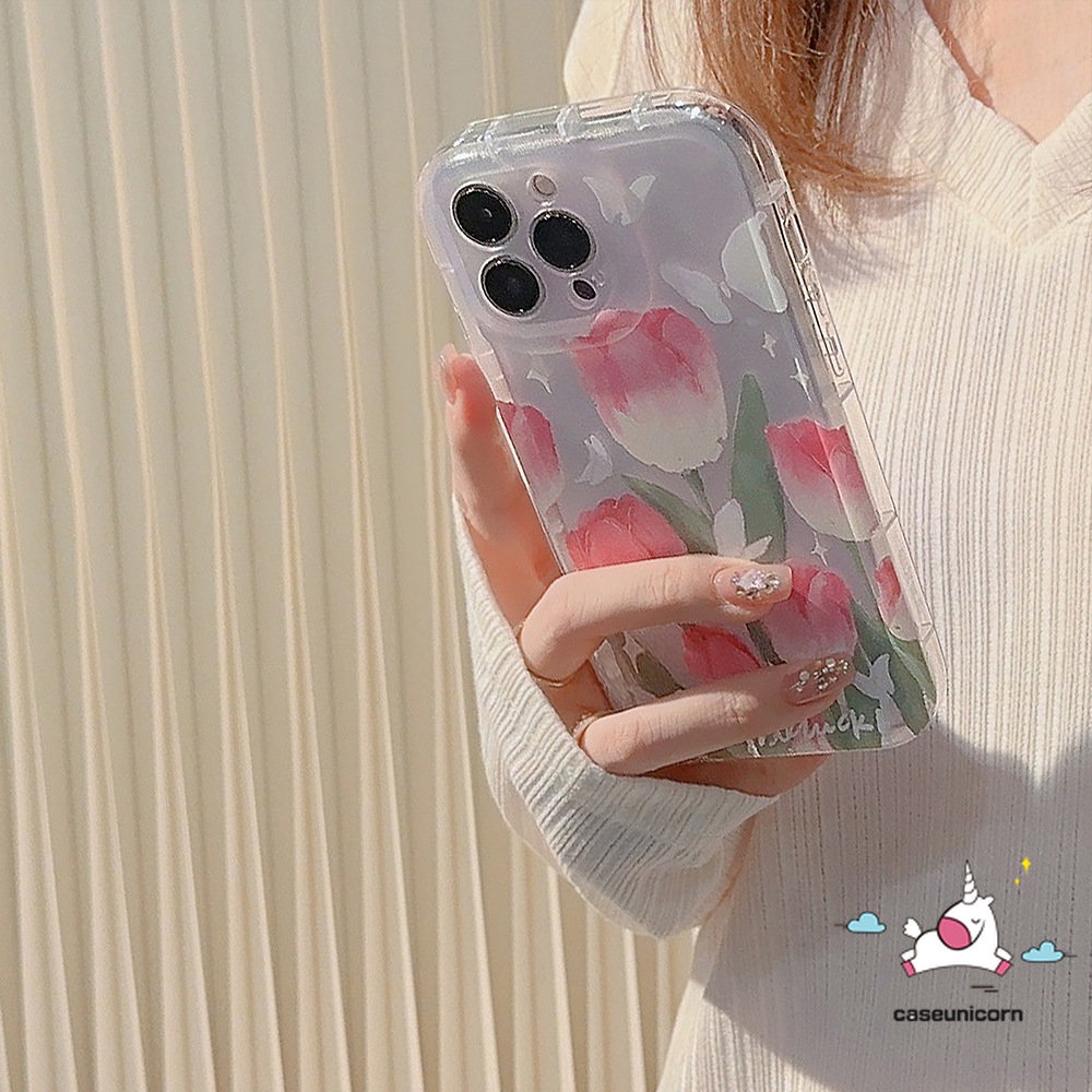 Untuk Samsung A34 A14 A54 A12 A13 A23 A04 A50 A04s A10s A53 A22 A51 A31 A21s A20s A71 A32 A52s A52 A02s A03 A20 A50s A30s A04E A11 A03s A30 Bunga Tulip Kupu Airbag Soft Cover