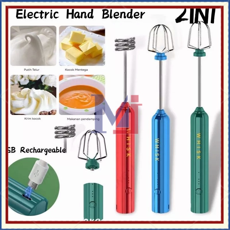 【COD】 Handheld Mixer Elektrik/Milk Frother Electric Mixer/Pengocok Telur Handheld Blender/USB Portable Handheld Mixer