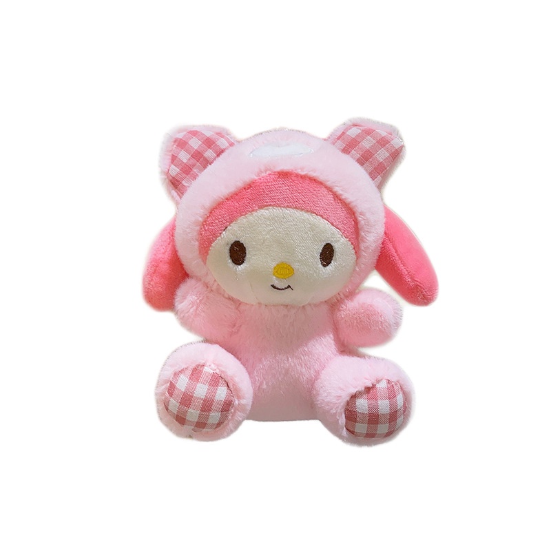 Kawaii Sanrio Mainan Mewah Gantungan Kunci Hello Kitty My Melody Cinnamoroll Pachacco Cute Bear Series Liontin Boneka Mainan Anak