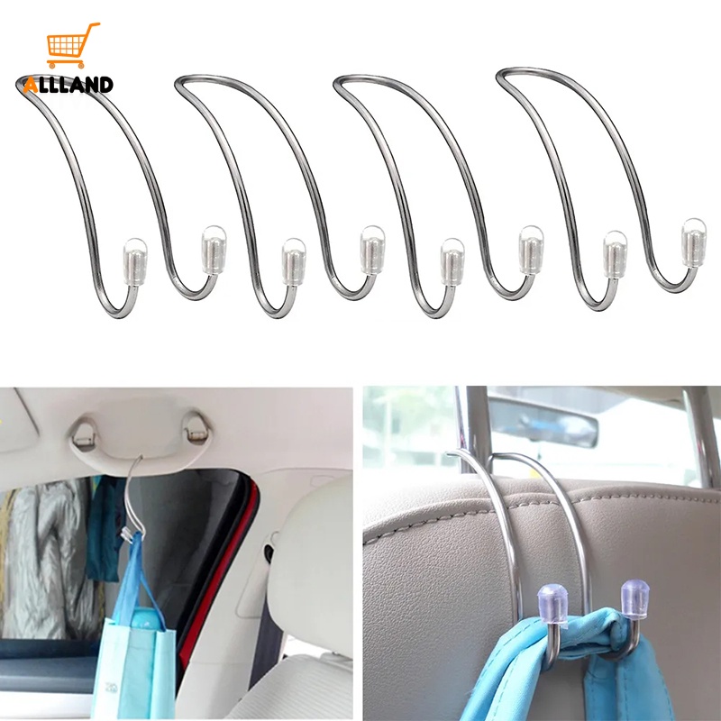 1pc Pengait Kursi Mobil Stainless Steel Tahan Lama Berkualitas/Rak Gantung Dipasang Headrest Otomotif/Pengait Penyimpanan Tas Hemat Ruang Kendaraan