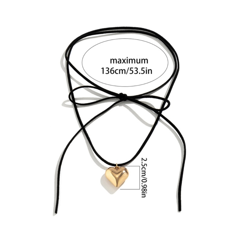 Siy Adjustable Beludru Ikatan Simpul Choker Leher Dasi Rantai Fashion Hati Liontin Kalung