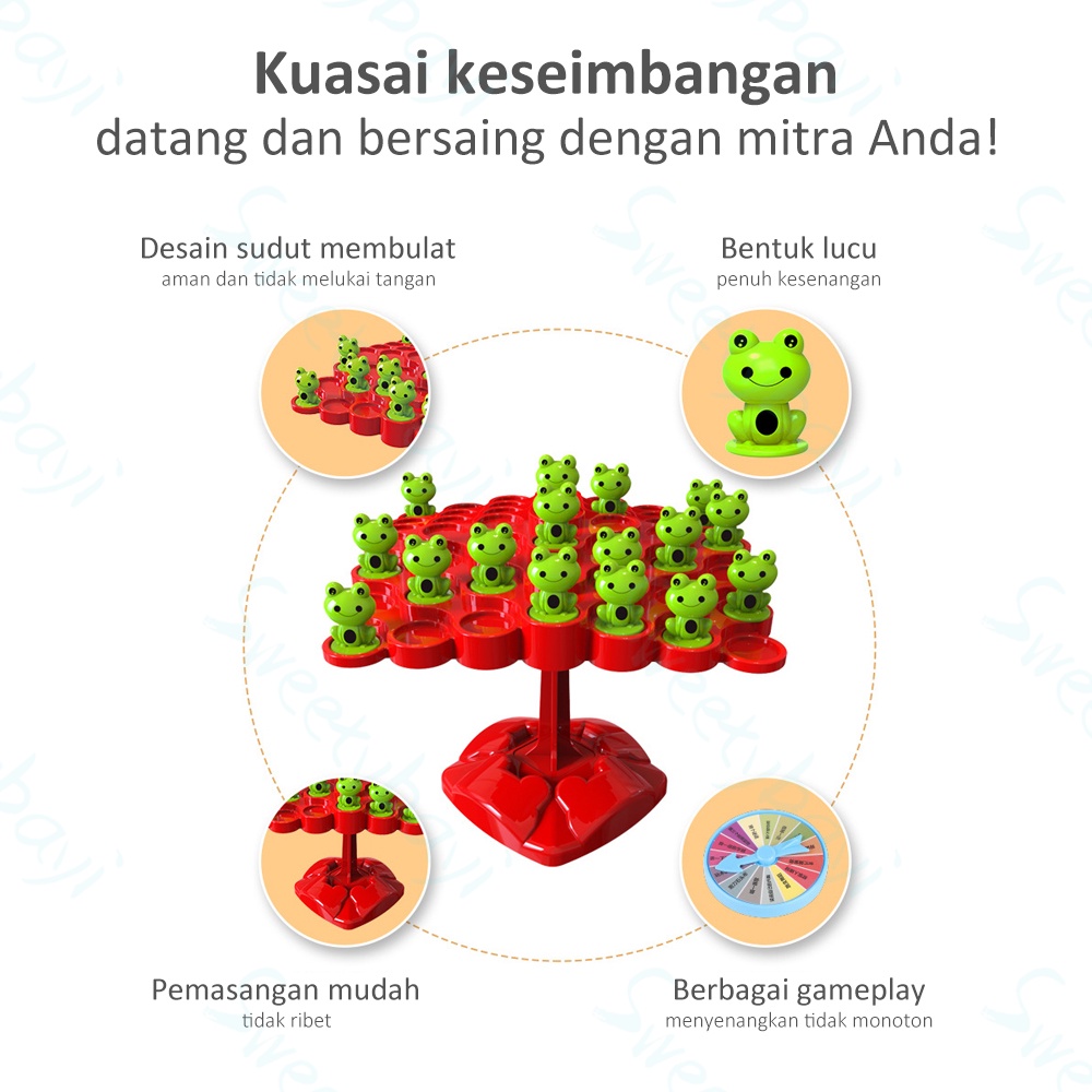 SweetyBayi Mainan edukasi pohon keseimbangan katak Mainan papan frog balance tree