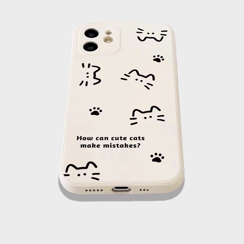 IPHONE Ins Pola Kucing Cocok Untuk Iphone14 14pro 14plus 13 13pro 13prm iPhone12 7Plus 8Plus Xr XS 13 Pro Max Empat Sudut Casing Ponsel Tahan Guncangan