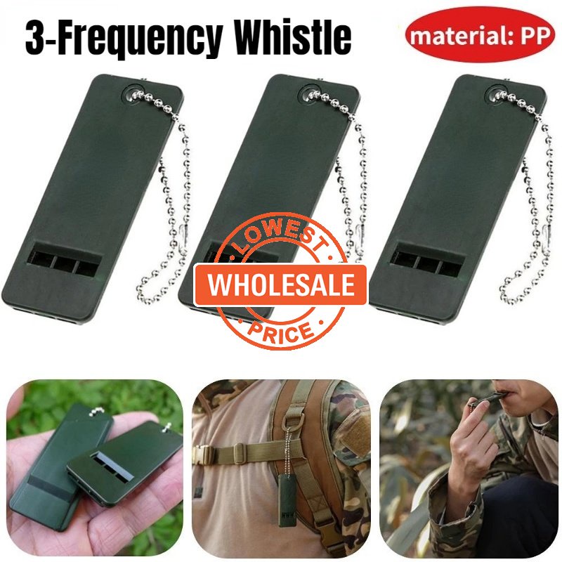 [Harga Grosir] 3-rekuensi Whistle High Desibel Survival Whistle Outdoor Camping Hiking Security Self Rescue Alat Wasit Peluit Portabel Dengan Gantungan Kunci Sinyal Suara