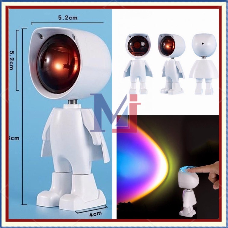 COD Lampu Proyektor Led Usb Bentuk Robot Sunset / Pelangi / Matahari Terbenam Untuk Dekorasi Rumah / Kantor Lampu Sunset Lamp Lampu panggung Romantik Projection Sunset Light Rainbow Atmosphere Sunset Light Photograph Atmosphere Light