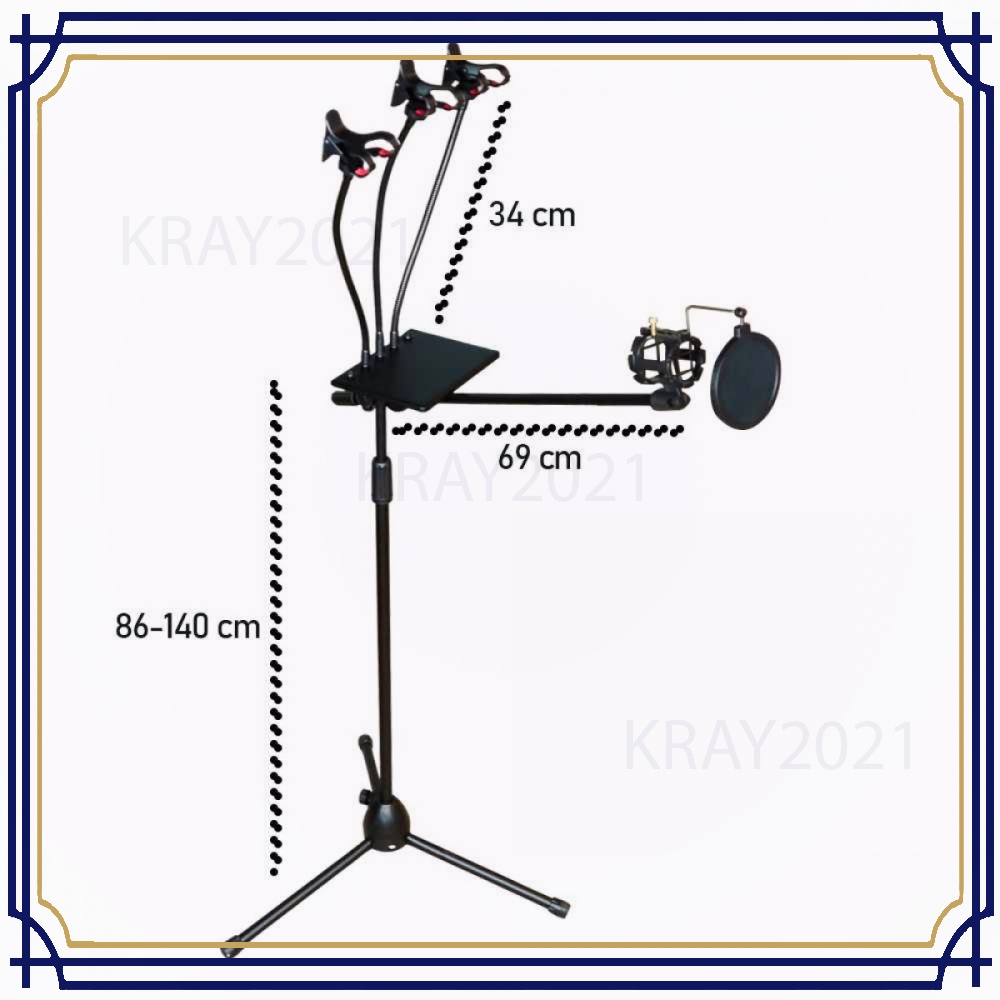 Microphone Standing Holder Tripod 3xSmartphone Holder -TP184