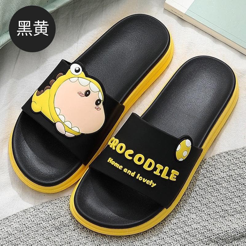 Sandal Slop Wanita Karet Croco Motif Lucu Import Selop Crocodile Empuk Polos FSH158
