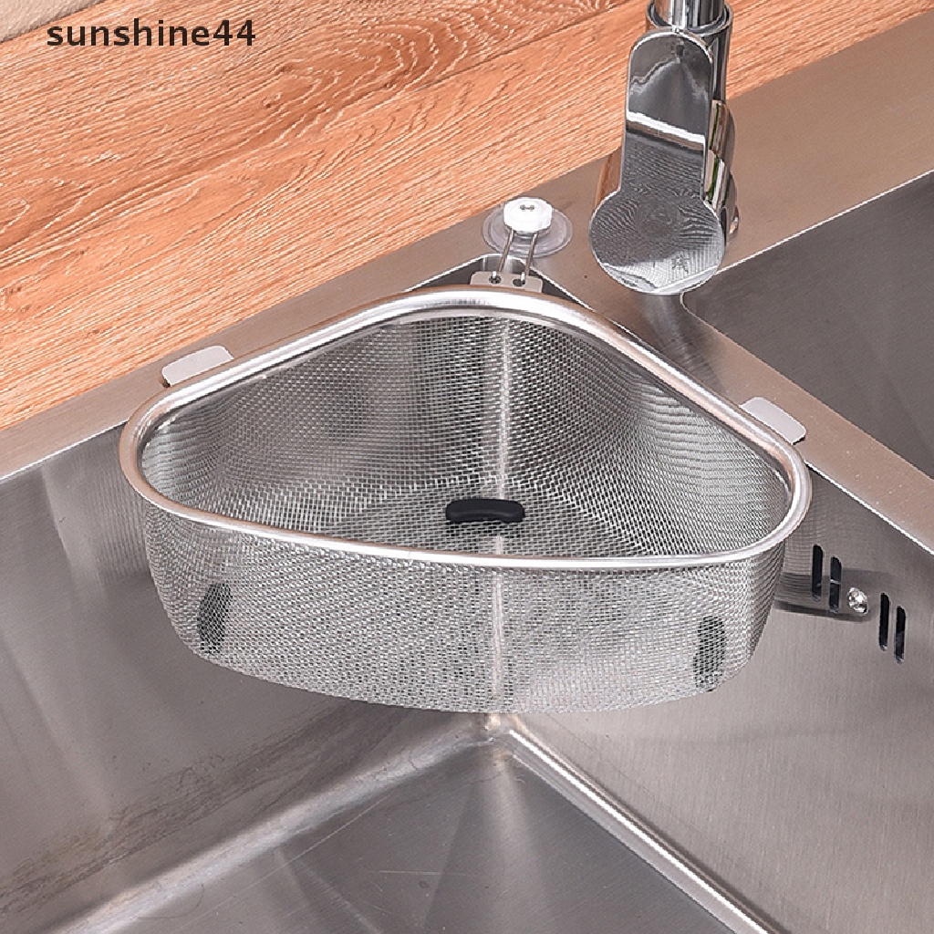 Sunshine Keranjang Pembuangan Wastafel Dapur Stainless Steel Segitiga Filter Kitchen Drain Rack ID