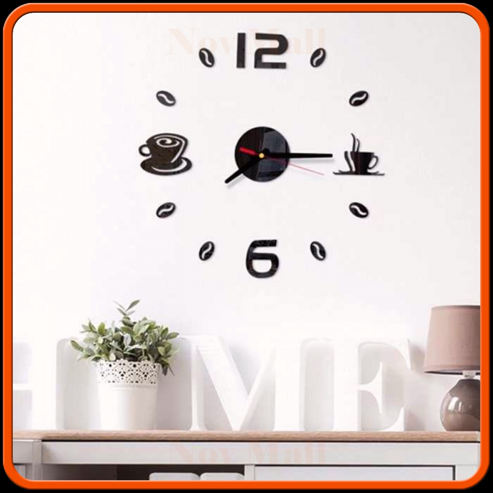 Jam Dinding DIY Giant Wall Clock 40-70cm Coffee Bell -JD091