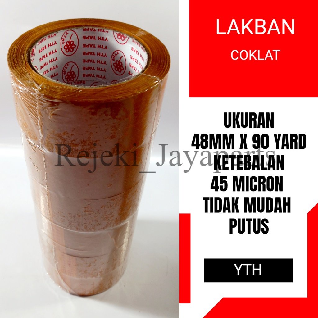 

LAKBAN COKLAT UKURAN 48MM X 90 YARD/82METER 45 MIC OPP ORIENTED POLYPROPYLENE YTH LAKBAN PACKING