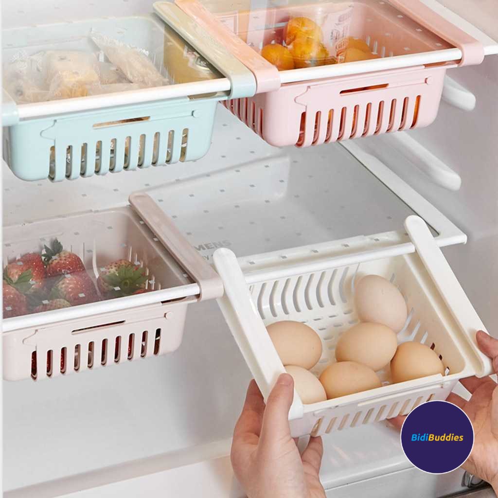 Rak Laci Tambahan Kulkas Serbaguna Tempat Menyimpan Sayuran Buah Buahan Cemilan Minuman Kaleng Dagin