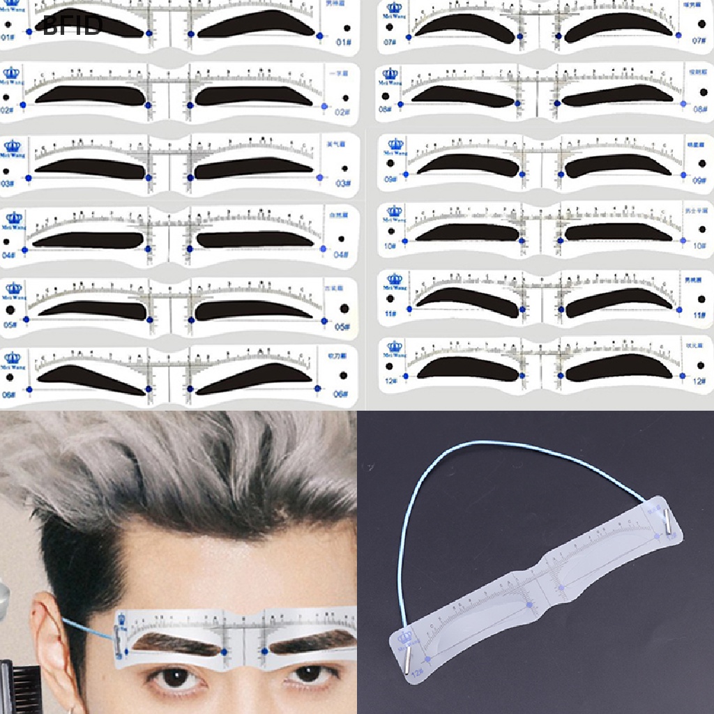 [BFID] 12pcs Gaya Stensil Pembentuk Alis Grooming Shaper Template Alat Makeup [ID]