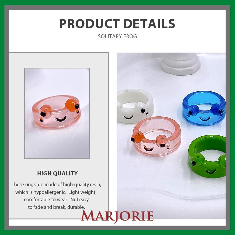 Katak Resin Cincin Warna-warni Kepribadian Hewan Kartun Cincin Jari Lucu-MJD