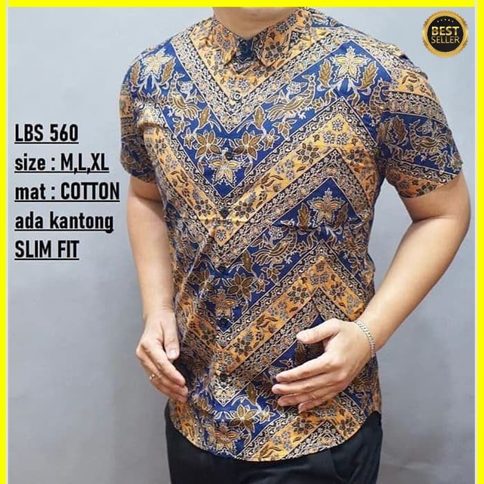 KEMEJA PRIA BATIK LENGAN PENDEK HEM BAHAN KATUN HALUS 40S LBS 560 MEWAH PREMIUM BAJU ELEGANT SIZE M L XL  SKU MS JAKARTA