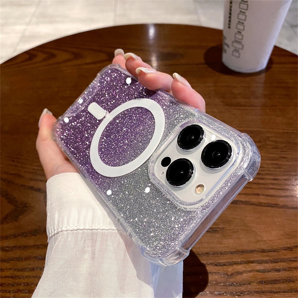 Casing Cincin Magnet flash Mewah Iphone13 12 Pro Max case iPhone 14 Pro Max Plus 14 Promax case Transparan Dan Jernih, Sepenuhnya Tertutup Perlindungan shockproof hard back cover