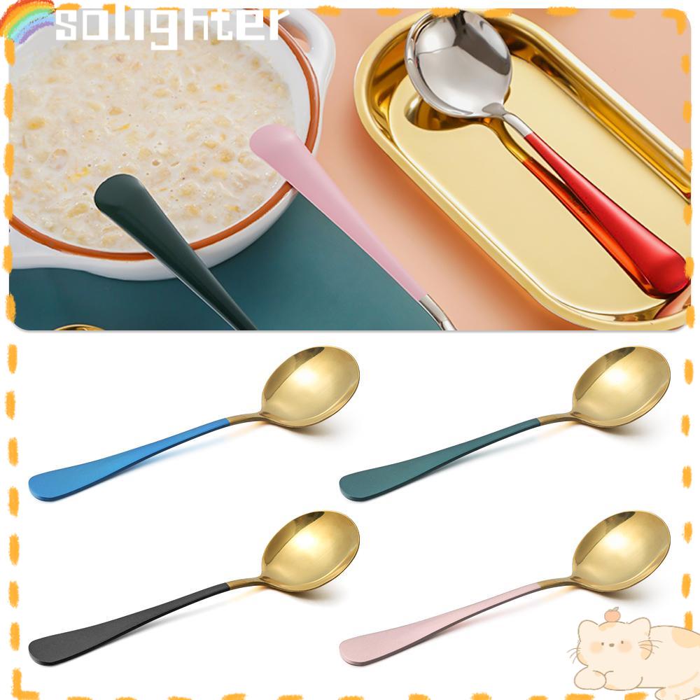 Solighter Dessert Spoon High Quality Gagang Panjang Alat Makan Garpu Alat Dapur Sendok Kopi