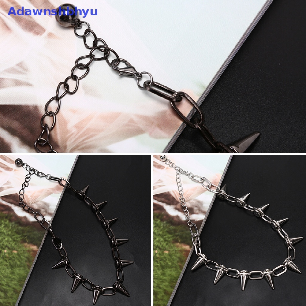 Adhyu Baru Spike Rivet Punk Kerah Kalung Goth Rock Biker Link Rantai Choker Perhiasan ID