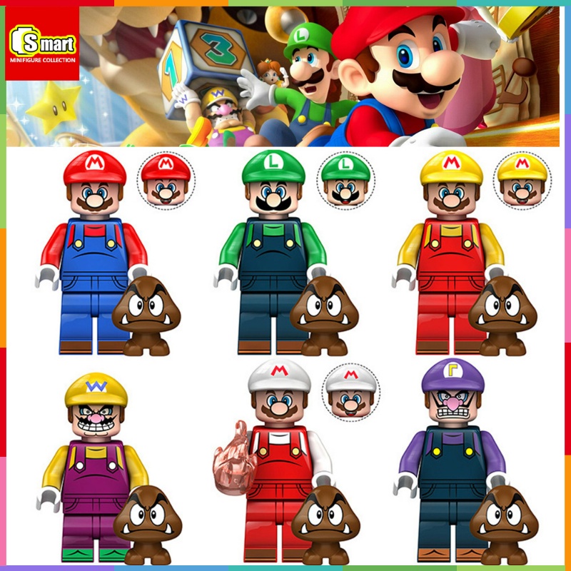 Topi Super Mario Series Merah, Hijau, Kuning, Ungu Dan Putih Topi Hijau Mainan Anak Rakit Partikel Blok Bangunan