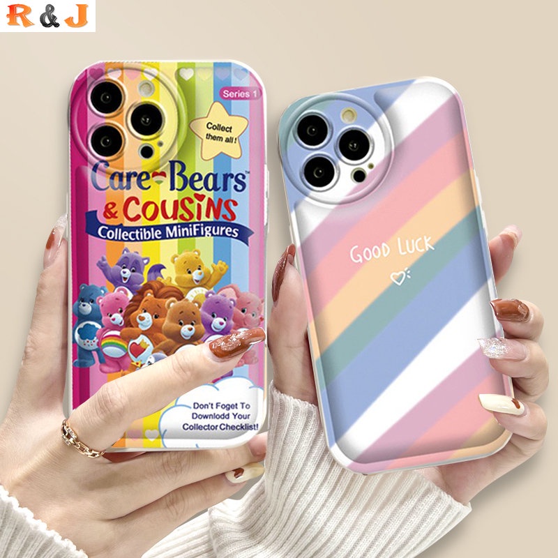 Rainbows Case OPPO A17 A57 A16 A16K A5S A12 A3S A12E A92 A52 F1S A53 A33 A31 A9 A5 A15 A15S A54 F9 C1 Care Bears Bantalan Udara TPU Phone Case Cover