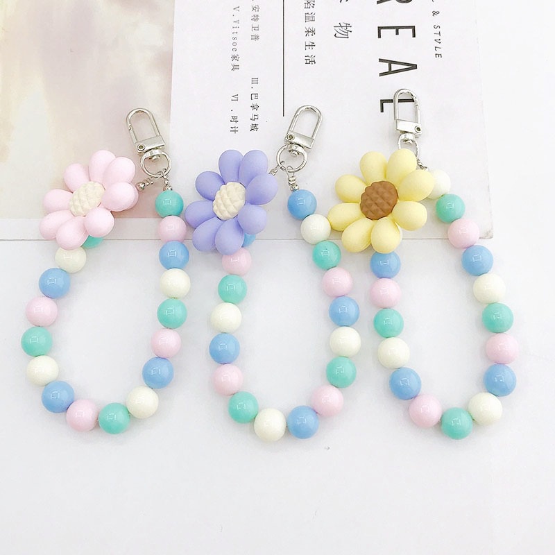 3d Macaron Color Sunflower Mix Colors Beads Rantai Anti Hilang Untuk iPhone Untuk Android Untuk OPPO Untuk VIVO Untuk Huawei Untuk Xiaomi Untuk Redmi Untuk Samsung Semua Ponsel Earphone Case DIY