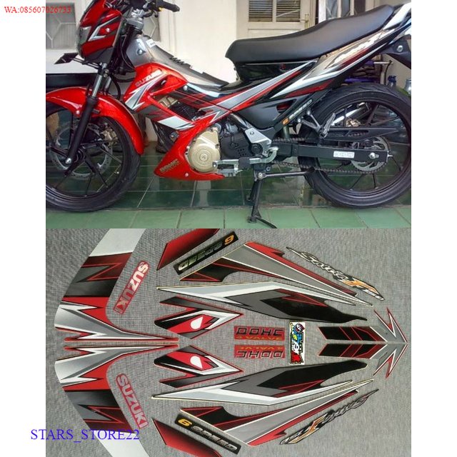 (ORI) STIKER STRIPING LIS STANDAR ORI SATRIA  F FU MERAH TAHUN 2008 2009 KUALITAS ORIGINAL PABRIK