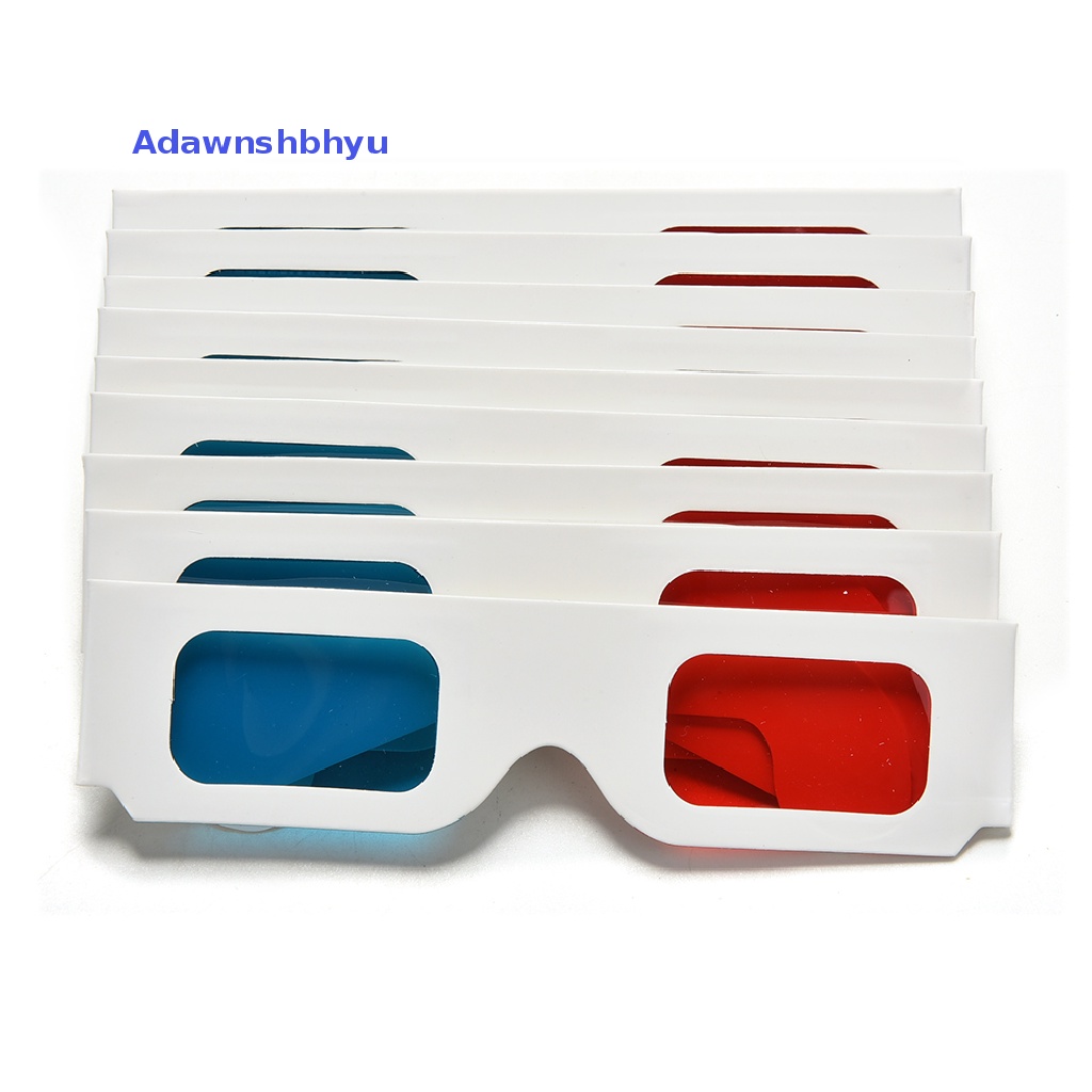 Adhyu 10PCS Kertas Kardus Anaglyph Universal Merah Biru Cyan 3D Video Glasses ID