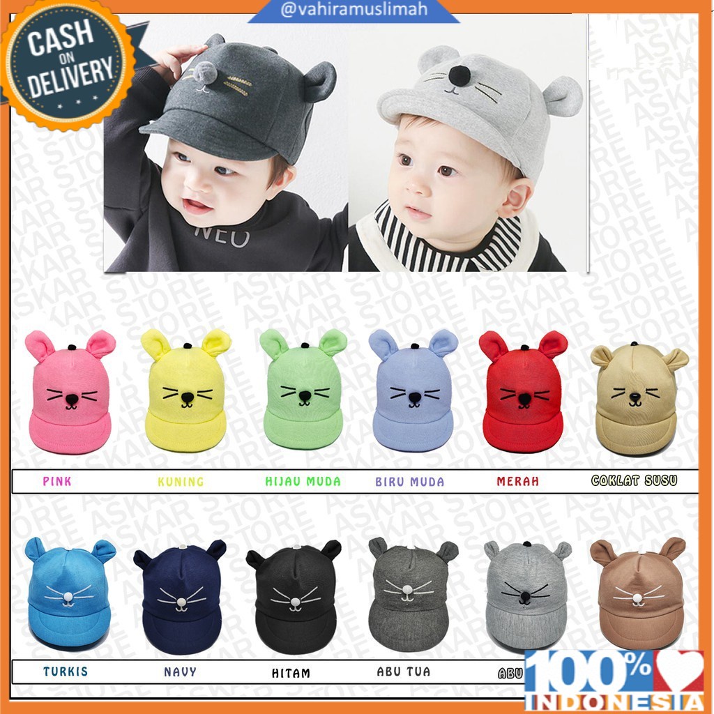 Topi Bayi Lucu Karakter Kucing Bordir Nama