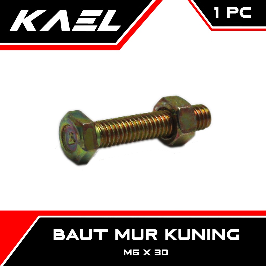 Baut Mur Kuning M6X30 Berbagai Keperluan Baud Bolt Nut M 6 X 30 M6 6X30