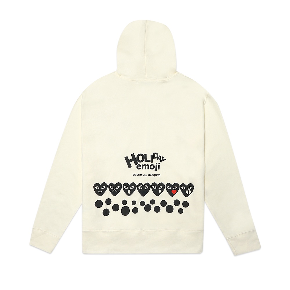 CDG Play Holiday Emoji Zip-Up Hoodie Beige