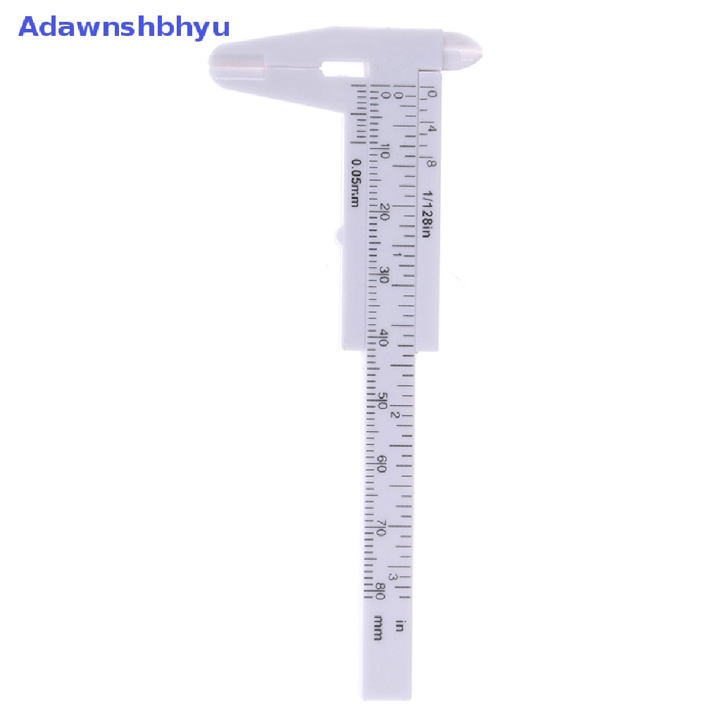 Adhyu 1pc Mini sliding vernier caliper Plastik Ukur Penggaris gauge double scale 80mm ID