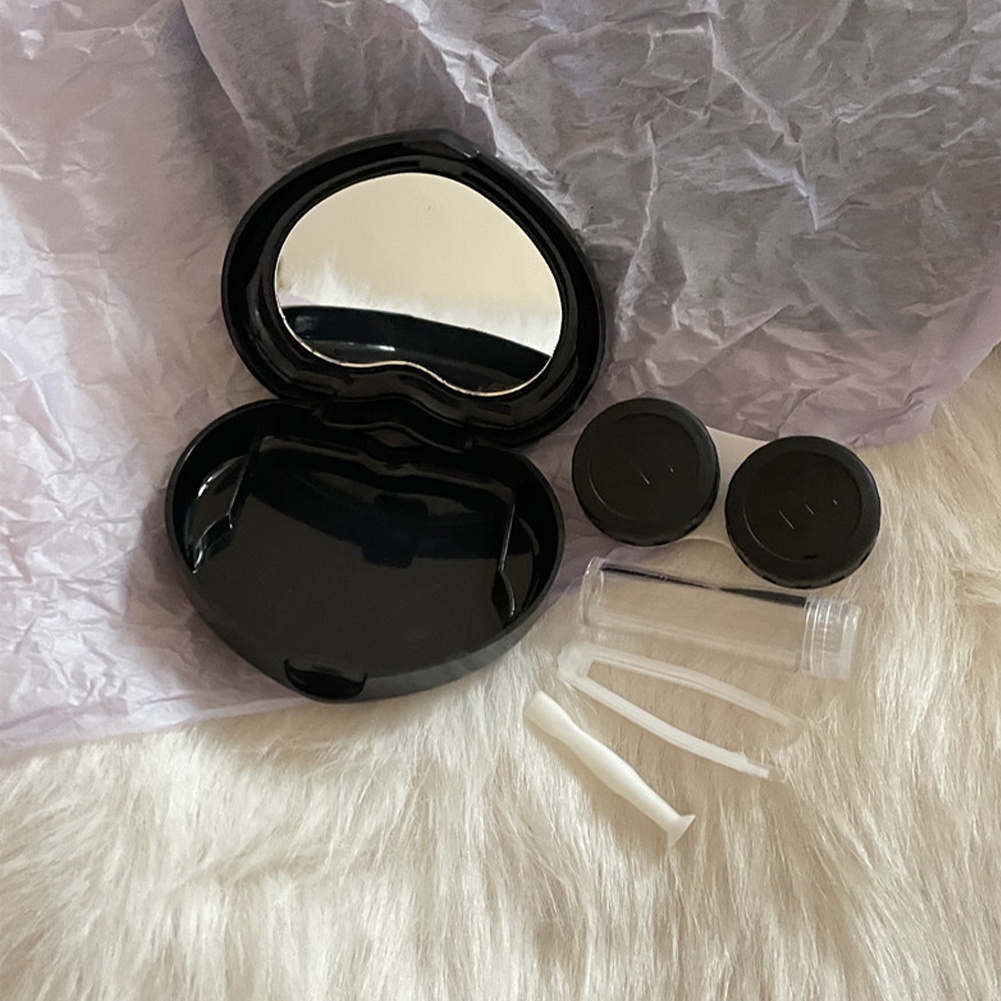 Korea Portabel Bentuk Hati Mini Contact Lens Case High-end Perawatan Lensa Kecantikan Kotak Air Wadah Perawatan Mata