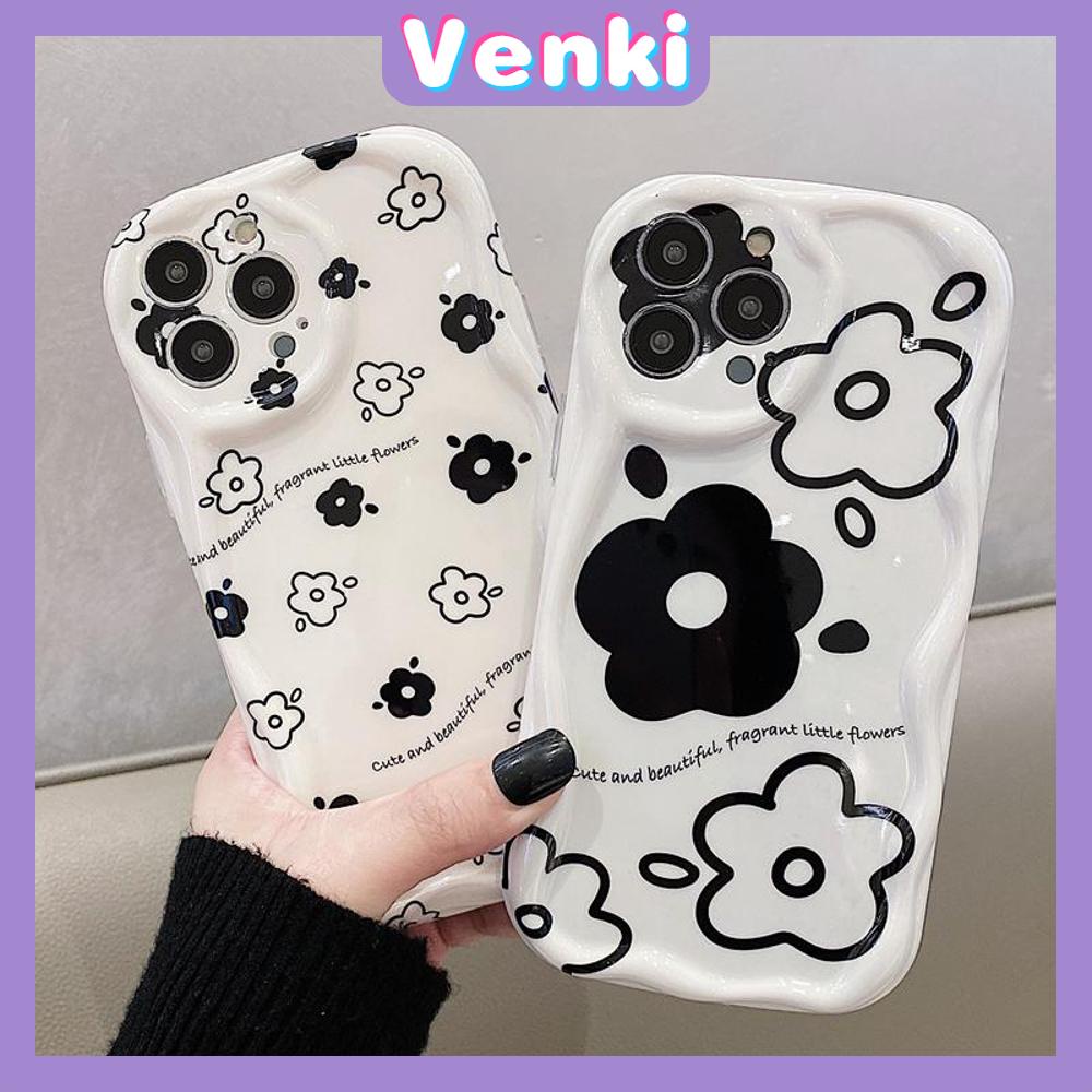 Case iPhone 11 Pro Max TPU Soft Case Glossy White Curved Wave Case Cute Flowers Camera Protection Shockproof For iPhone 14 13 12 11 Plus Pro Max 7 Plus X XR