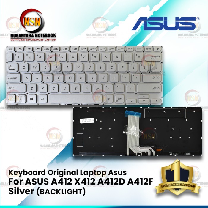 Keyboard Original Laptop Asus For ASUS A412 A412F Backlight (Silver)