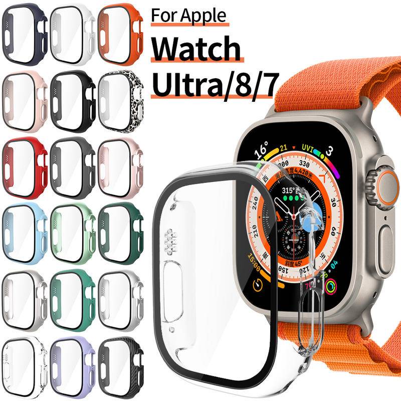 Kaca+case Untuk Apple Watch Ultra 49mm Smartwatch PC Case Pelindung Layar Bumper Tempered iwatch Ultra 49mm Cover Pelindung