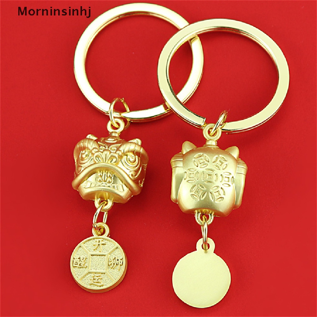 Mornin 2023tahun Baru Lion Dance Head Keychain Pendant Metal Lion King Key Chain Gantungan Kunci Hadiah id