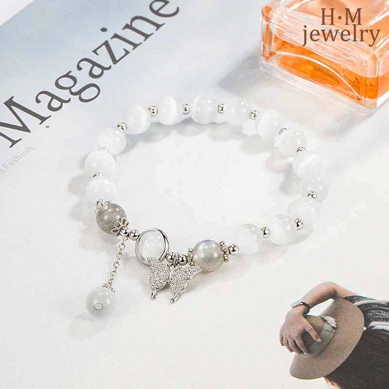 Gelang Opal Kupu-Kupu Perak S925 2023gelang Kristal Bermutu Tinggi Baru