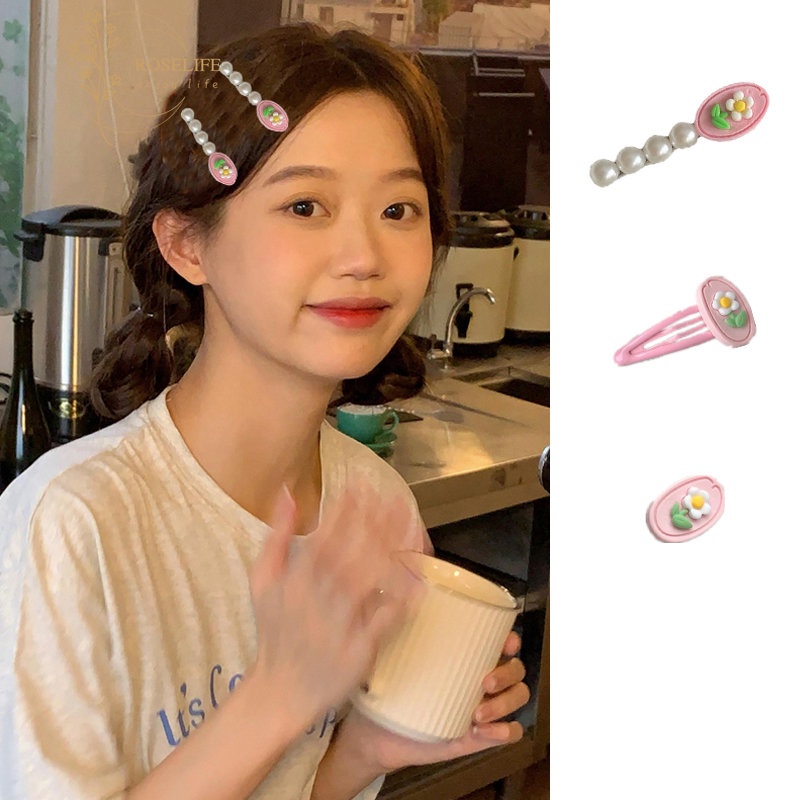 Roselife Korea Lucu Pink Bunga Mutiara Jepit Rambut Untuk Gadis Anak Bunga Jepit Rambut Barrettes Bobby Pin Aksesoris Styling Rambut 1pc