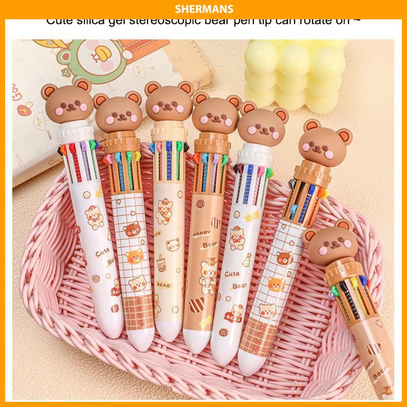 

[Ready Stock❤️]10 Warna Tekan Pulpen Beruang Lucu Bentuk Alat Tulis Kantor Siswa Pena sherman