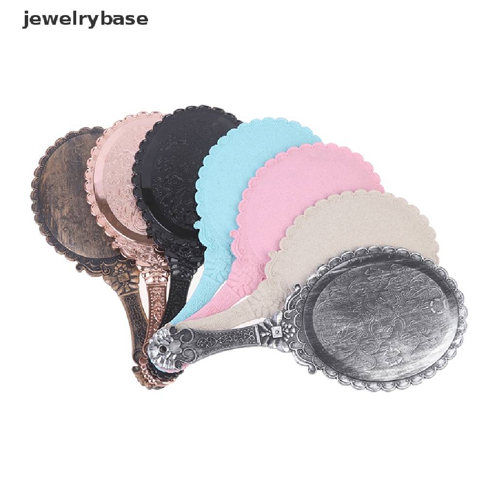 [jewelrybase] Vintage Ukir Handheld Vanity Mirror Cermin Rias Tangan Gagang Kosmetik Butik