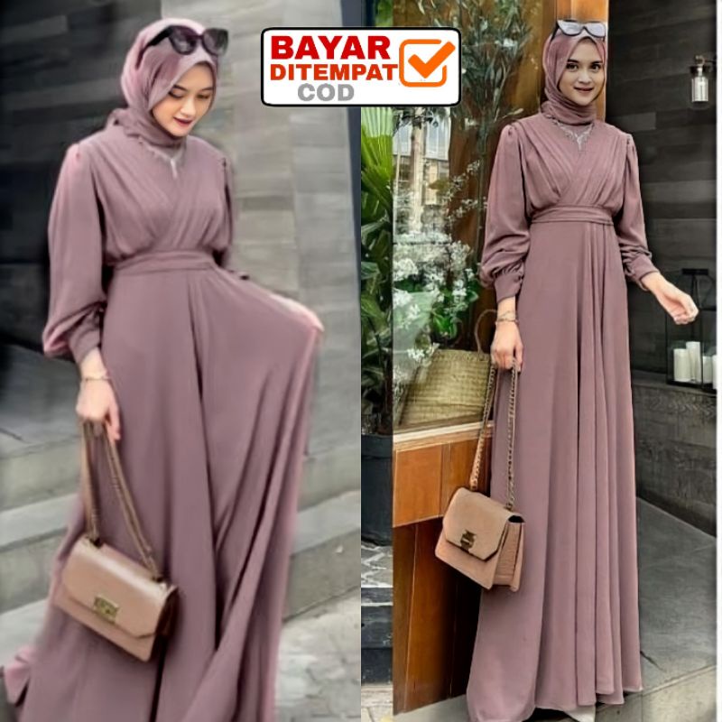Ready Stock ✅ Dress Muslim Gaudy Gamis Muslim Ceruty Premium L Xl Xxl Jumbo Maxi Long Dress Baju Pes
