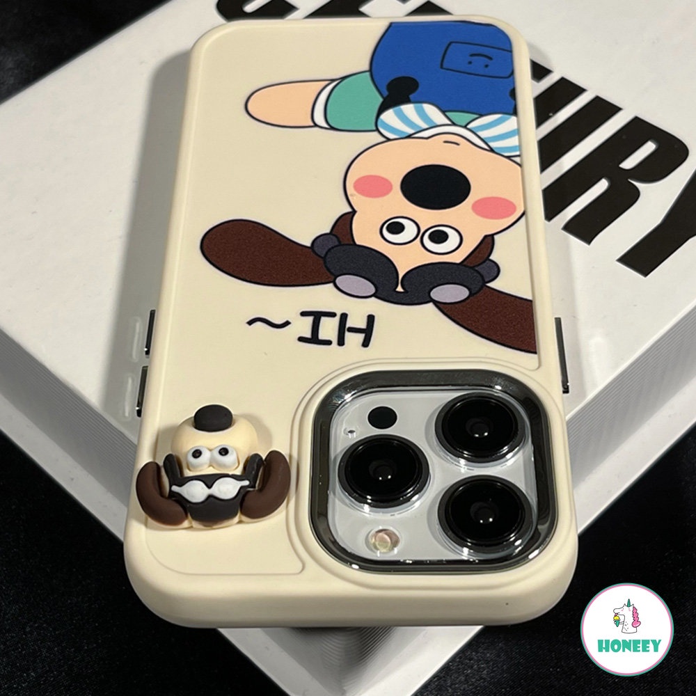 IPHONE Ucapan Lucu Kartun Anjing Case Kompatibel Untuk Iphone11 12 13 14 Pro Max Soft Case Logam Cair Silikon Penutup Pelindung