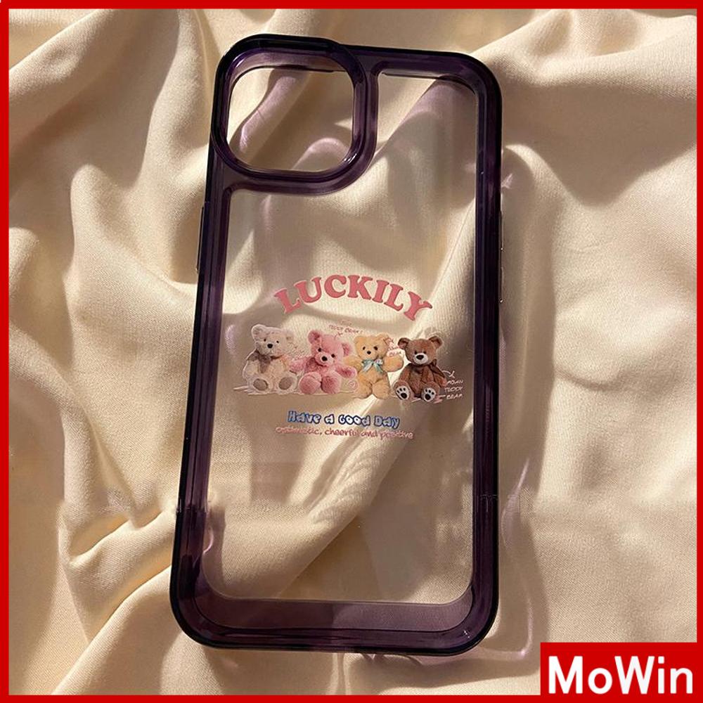 For iPhone 14 Pro Max iPhone Case Acrylic Hard Case HD Clear Case Plating Button Shockproof Cartoon Cute Bear Compatible For iPhone 13 Pro max 12 Pro Max 11 xr 7plus 6splus