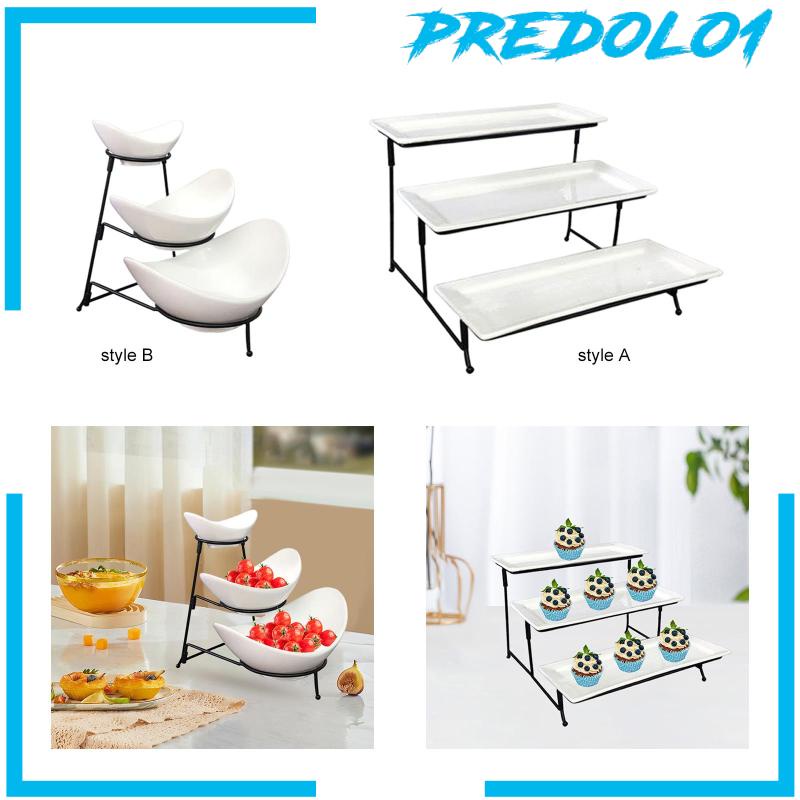 [Predolo1] Mangkok Saji 3tingkat Set Metal Stand Untuk Dessert Snack Pesta Serving Stand