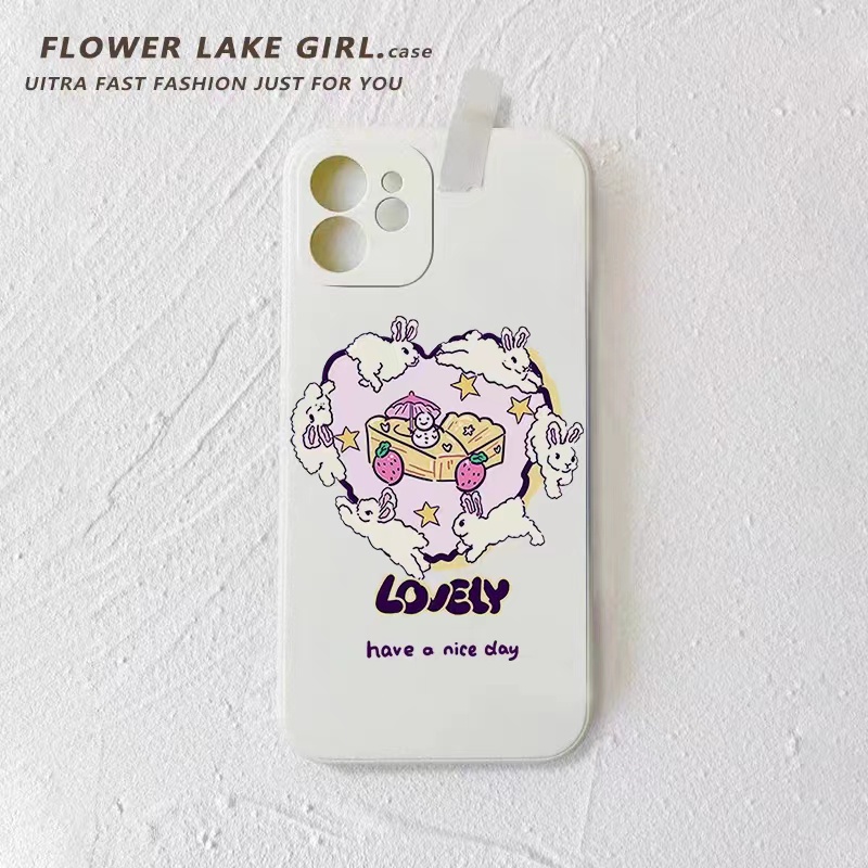 IPHONE Ins Pola Kelinci Cocok Untuk Iphone14 14pro 14plus 13 13pro 13prm iPhone12 7Plus 8Plus Xr XS 13 Pro Max Empat Sudut Casing Ponsel Tahan Guncangan