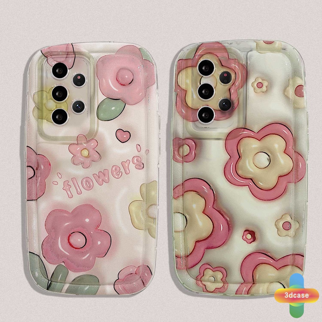 Case HP Samsung A22 A03S A50 A32 A14 A13 A23 A52 A12 A03 A04 A04S A02S A20 A50S A30S A52S A30 M12 M22 M32 A125 A14 LTE A13 Lie A037F F12 M04 M10S M02S A025 A205 A305 F02S Y22S Y20I Y12S Y17 Y15 Y15S Y35 A54 A55 Ins Lovely Flowers Soft Airbag Cover