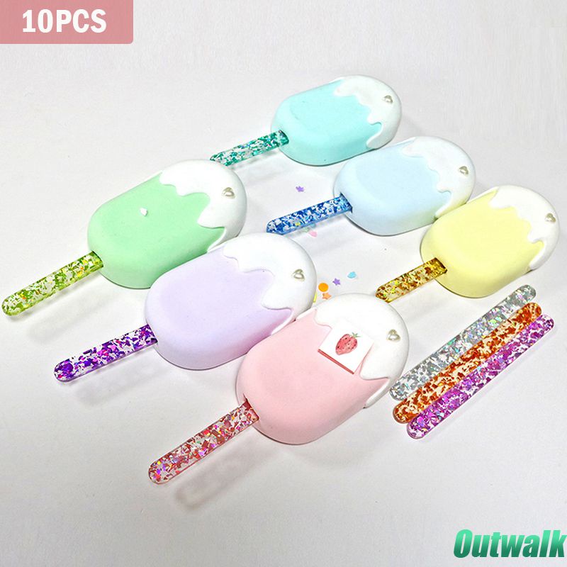 ღ 10Pcs Acrylic Ice Cream Stick Dapat Digunakan Kembali Cetakan Es Loli Cheese Stick Diy Stik Es Krim Kerajinan Aksesoris Stik Es Krim cetakan Dapur Model Stick