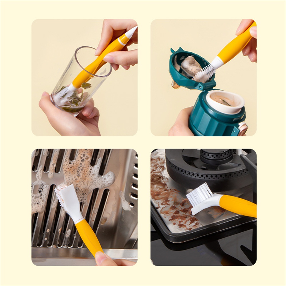 ღ 2 In 1 Botol Gap Sikat Pembersih Silicone Cup Lid Brush Multifungsi Gap Sikat Portabel Rumah Tangga Dapur Botol cangkir Sikat Alat Pembersih