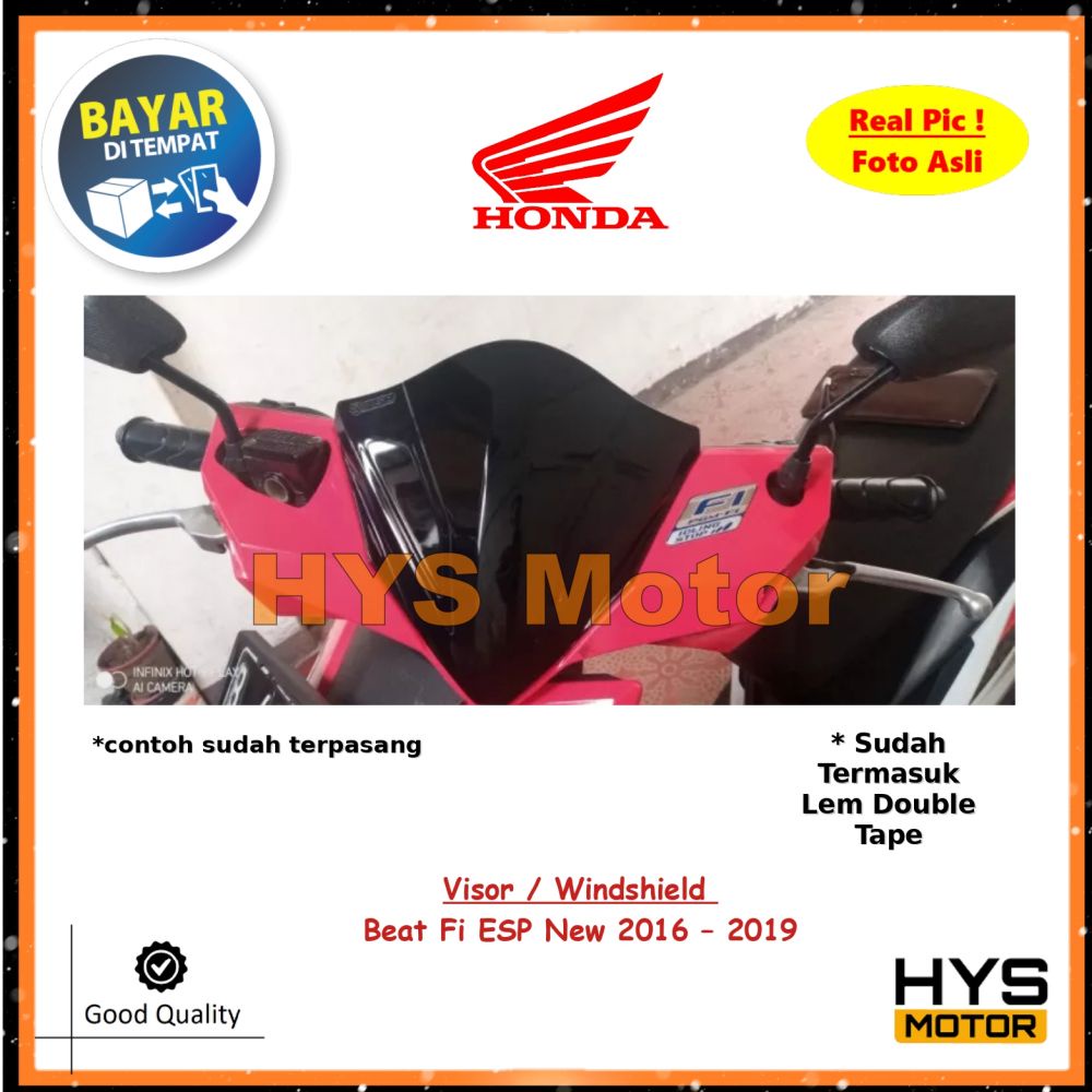 HYS Visor Beat Fi ESP New Tahun 2015 2016 2017 2018 2019 / Beat Pop - Windshield Winsil Variasi Moto