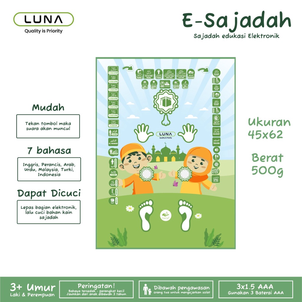 Luna Life E Sajadah / Smart Sajadah Elektronik Untuk Edukasi Belajar Anak Sholat / ESajadah Anak-Anak